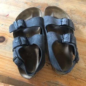 Birkenstock with strap size 38 gray suede